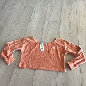 Adidas Velour Scoop Neck Crop Sweatshirt size S